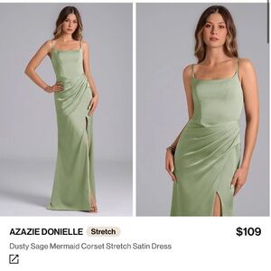 Azazie Elegant Dusty Sage Maxi Dress